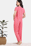 Zivame Floral Pop Woven Pyjama Set - Coral Paradise — thumbnail 4